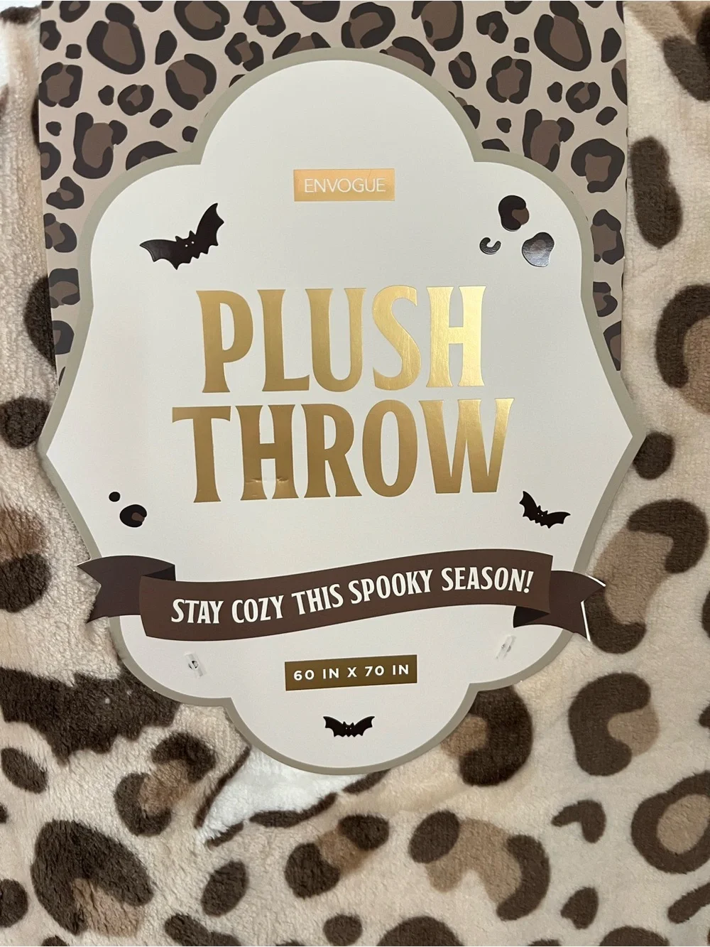Envogue Halloween Leopard Ghost and Bat Plush Throw Blanket